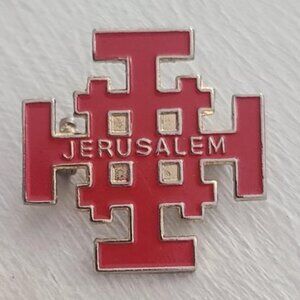 Jerusalem Crusader's Five Fold Vintage Israel Souvenir Lapel Pin - Holy Land Pin